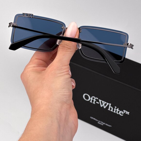 Off-White TAMPA Sunglasses – Gunmetal Blue Rectangular Frame | Model OERI13N 774 - Picture 3 of 11